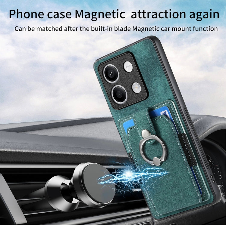 For Xiaomi Redmi Note 13 4G Retro Skin-feel Ring Card Wallet Phone Case(Green) - Xiaomi Cases by buy2fix | Online Shopping UK | buy2fix