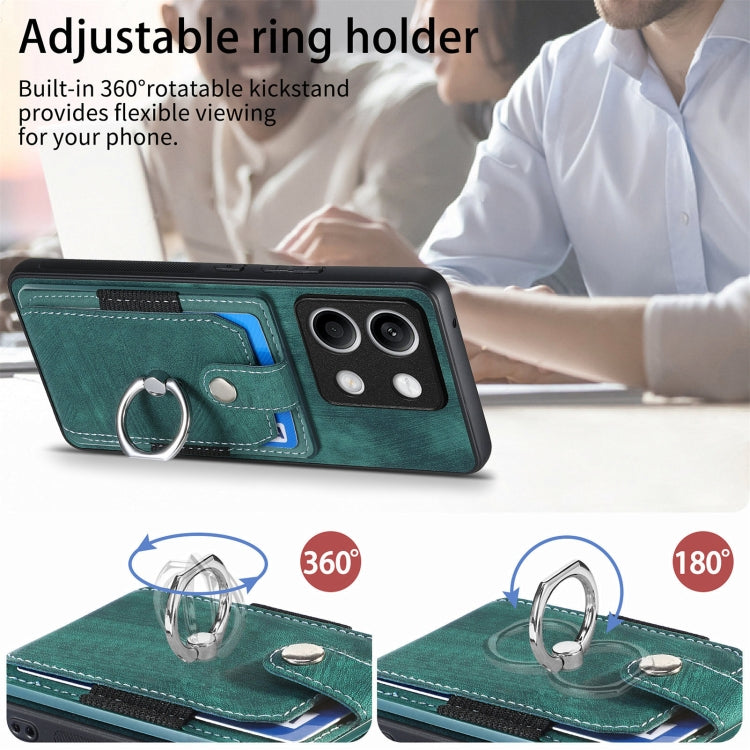 For Xiaomi Redmi Note 13 4G Retro Skin-feel Ring Card Wallet Phone Case(Green) - Xiaomi Cases by buy2fix | Online Shopping UK | buy2fix