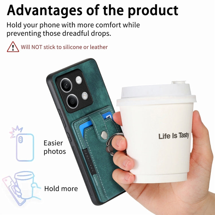 For Xiaomi Redmi Note 13 4G Retro Skin-feel Ring Card Wallet Phone Case(Green) - Xiaomi Cases by buy2fix | Online Shopping UK | buy2fix