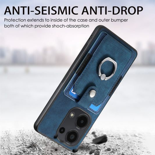 For Xiaomi Redmi Note 13 Pro 4G Retro Skin-feel Ring Card Wallet Phone Case(Blue) by buy2fix
