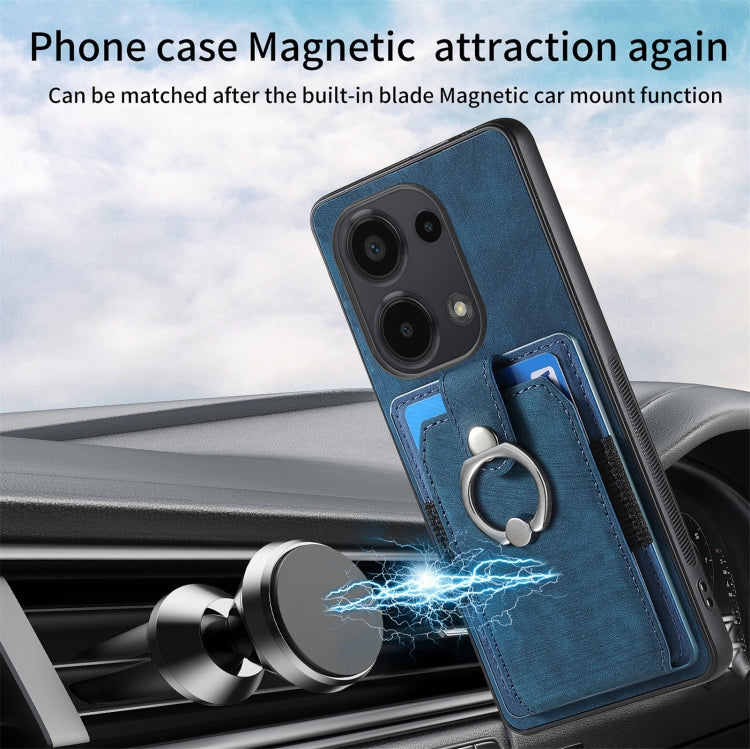 For Xiaomi Redmi Note 13 Pro 4G Retro Skin-feel Ring Card Wallet Phone Case(Blue) - Xiaomi Cases by buy2fix | Online Shopping UK | buy2fix