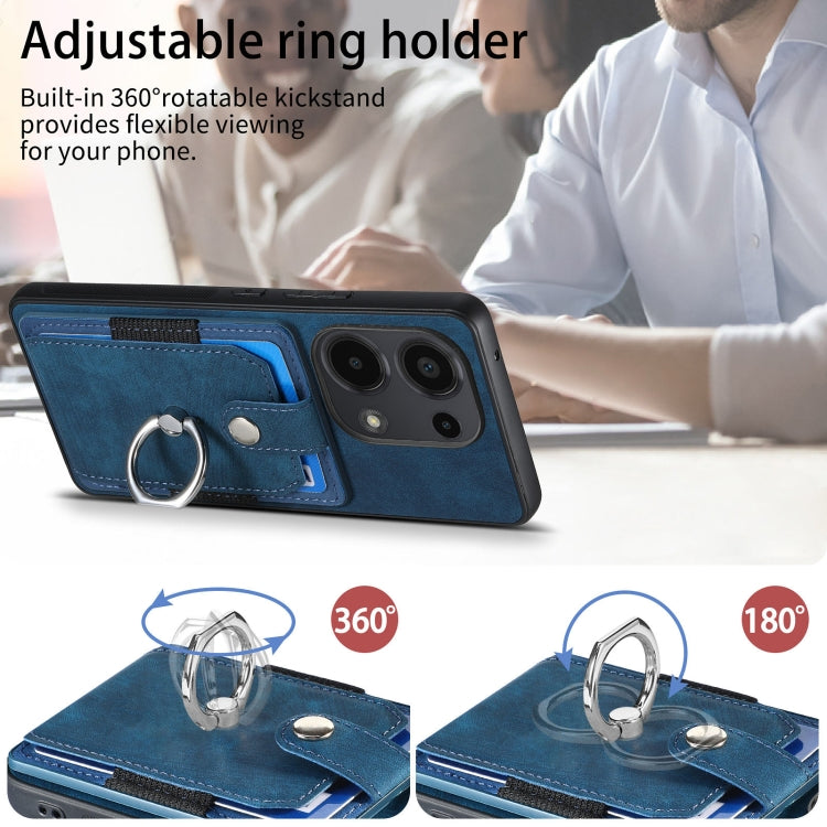 For Xiaomi Redmi Note 13 Pro 4G Retro Skin-feel Ring Card Wallet Phone Case(Blue) - Xiaomi Cases by buy2fix | Online Shopping UK | buy2fix