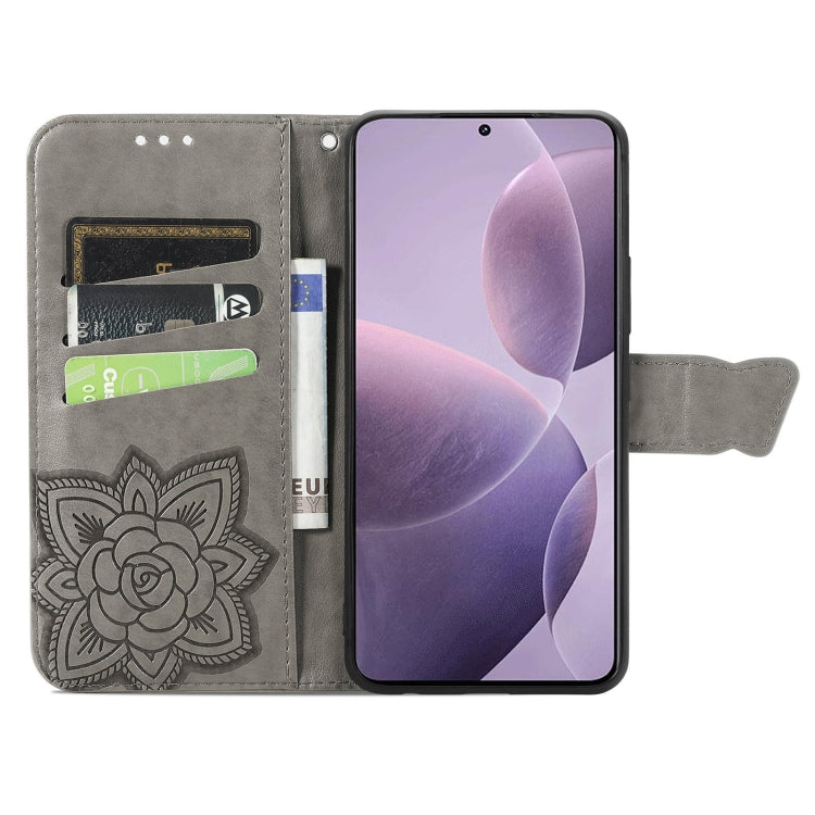 For Xiaomi Redmi K70 Butterfly Love Flower Embossed Leather Phone Case(Grey) - Xiaomi Cases by buy2fix | Online Shopping UK | buy2fix