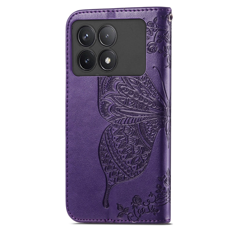 For Xiaomi Redmi K70 Butterfly Love Flower Embossed Leather Phone Case(Dark Purple) - Xiaomi Cases by buy2fix | Online Shopping UK | buy2fix