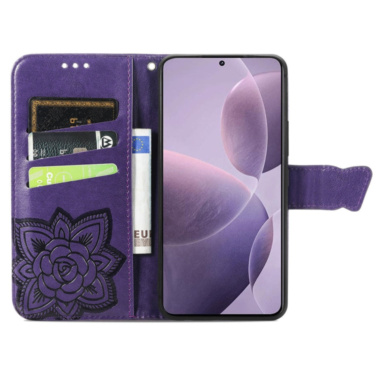 For Xiaomi Redmi K70 Butterfly Love Flower Embossed Leather Phone Case(Dark Purple) - Xiaomi Cases by buy2fix | Online Shopping UK | buy2fix