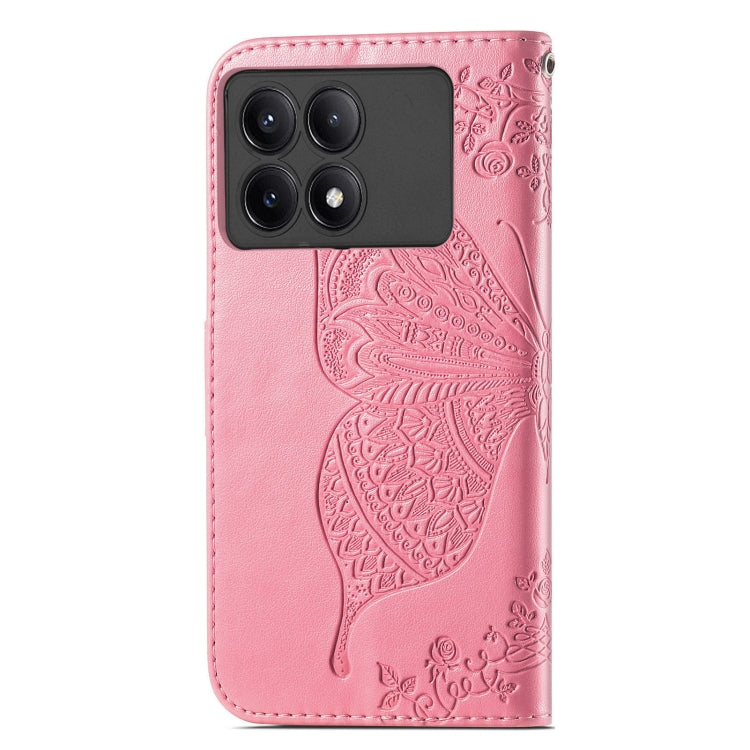 For Xiaomi Redmi K70E Butterfly Love Flower Embossed Leather Phone Case(Pink) - Xiaomi Cases by buy2fix | Online Shopping UK | buy2fix
