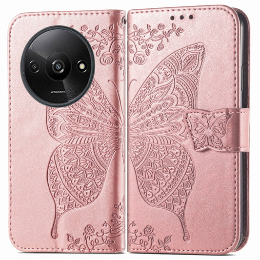 For Xiaomi Redmi A3 Butterfly Love Flower Embossed Leather Phone Case(Rose Gold) by buy2fix
