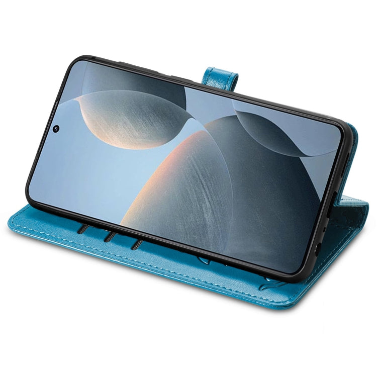 For Xiaomi Redmi K70E Cat and Dog Embossed Leather Phone Case(Blue) - Xiaomi Cases by buy2fix | Online Shopping UK | buy2fix
