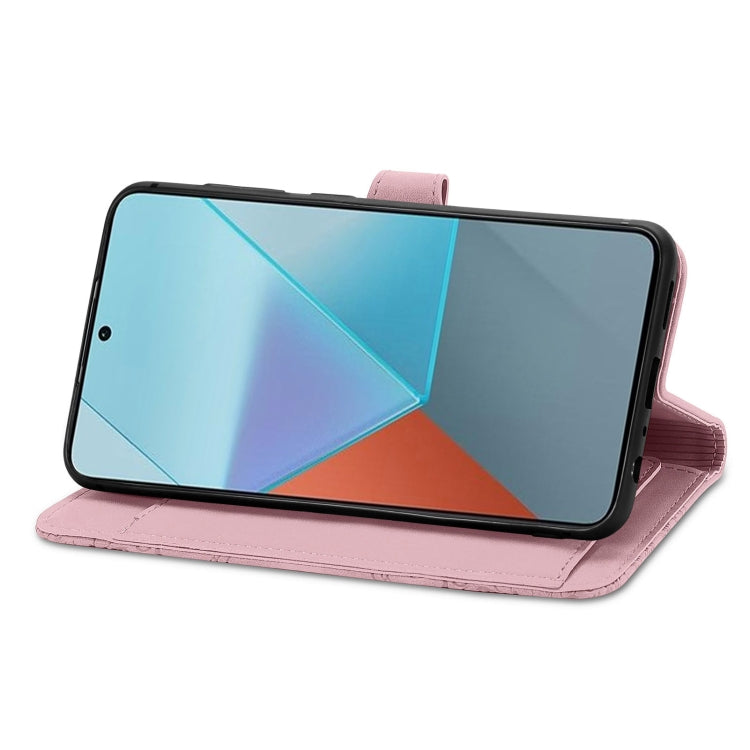 For Xiaomi Redmi Note 13 Pro 5G Embossed Flower Zipper Leather Phone Case(Pink) - Xiaomi Cases by buy2fix | Online Shopping UK | buy2fix