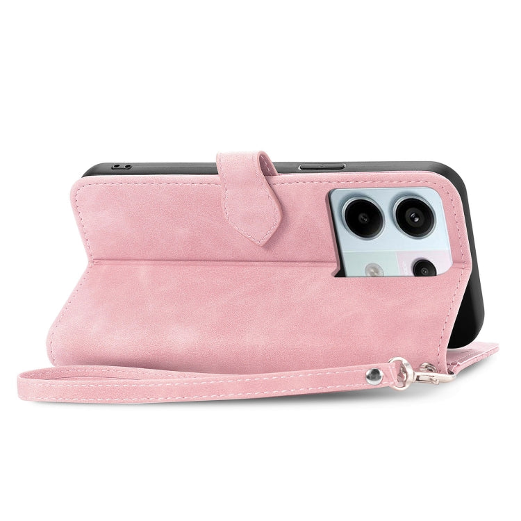 For Xiaomi Redmi Note 13 Pro 5G Embossed Flower Zipper Leather Phone Case(Pink) - Xiaomi Cases by buy2fix | Online Shopping UK | buy2fix