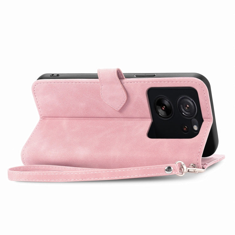 For Xiaomi 13T / 13T Pro Embossed Flower Zipper Leather Phone Case(Pink) - Xiaomi Cases by buy2fix | Online Shopping UK | buy2fix