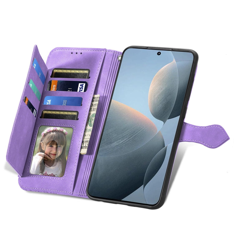 For Xiaomi Redmi K70E Embossed Flower Zipper Leather Phone Case(Purple) - Xiaomi Cases by buy2fix | Online Shopping UK | buy2fix