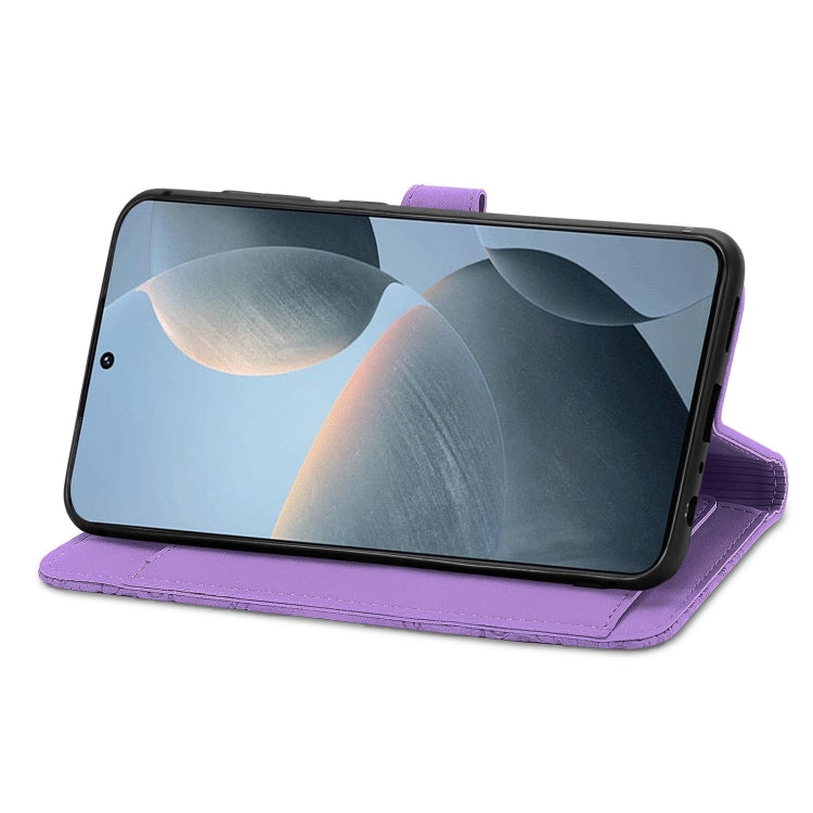 For Xiaomi Redmi K70E Embossed Flower Zipper Leather Phone Case(Purple) - Xiaomi Cases by buy2fix | Online Shopping UK | buy2fix