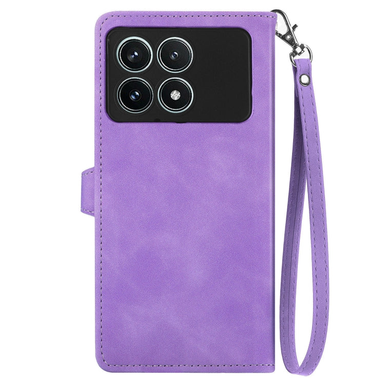 For Xiaomi Redmi K70 Pro Embossed Flower Zipper Leather Phone Case(Purple) - Xiaomi Cases by buy2fix | Online Shopping UK | buy2fix