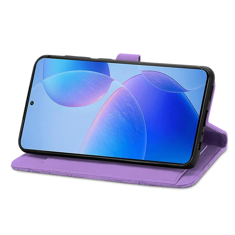 For Xiaomi Redmi K70 Pro Embossed Flower Zipper Leather Phone Case(Purple) - Xiaomi Cases by buy2fix | Online Shopping UK | buy2fix