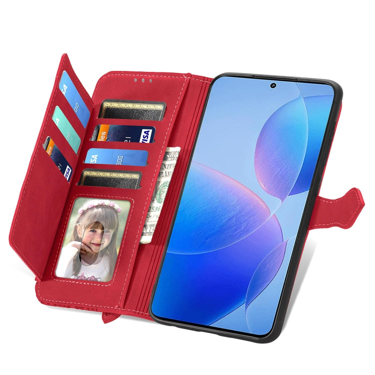 For Xiaomi Redmi K70 Pro Embossed Flower Zipper Leather Phone Case(Red) - Xiaomi Cases by buy2fix | Online Shopping UK | buy2fix