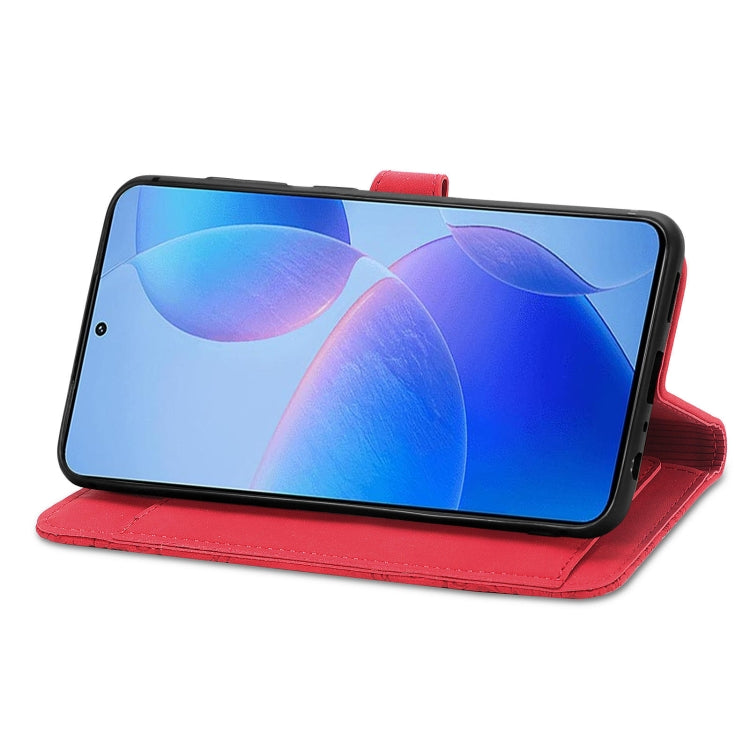 For Xiaomi Redmi K70 Pro Embossed Flower Zipper Leather Phone Case(Red) - Xiaomi Cases by buy2fix | Online Shopping UK | buy2fix