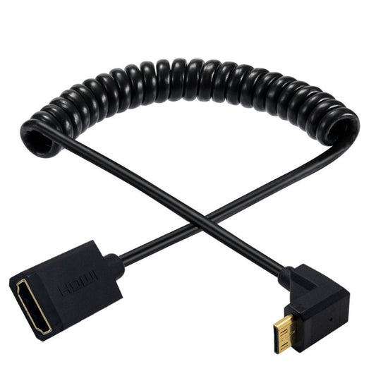 JUNSUNMAY 4K 60Hz Mini HDMI Male to HDMI 2.0V Female Spring Cable, Length:1.8m(Straight) by JUNSUNMAY