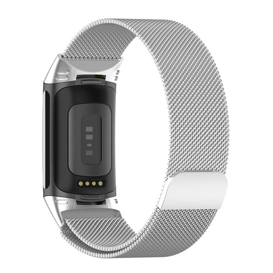 For Fitbit Charge 6 Milan Magnetic Metal Steel Mesh Watch Band(Silver) by buy2fix