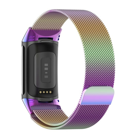 For Fitbit Charge 6 Milan Magnetic Metal Steel Mesh Watch Band(Colorful) by buy2fix
