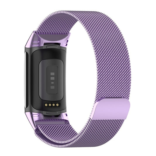 For Fitbit Charge 6 Milan Magnetic Metal Steel Mesh Watch Band(Purple) by buy2fix