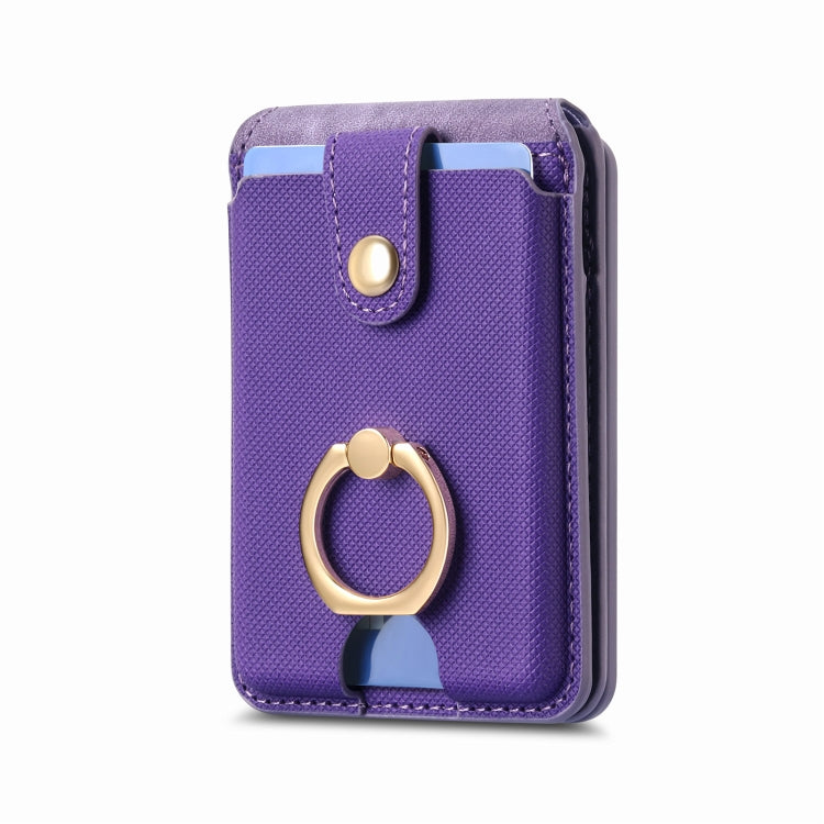 Magsafe Cross Vertical Card Bag Case For iPhone 15 / 14 / 13(Purple) - Adhesive Card Holders by buy2fix | Online Shopping UK | buy2fix