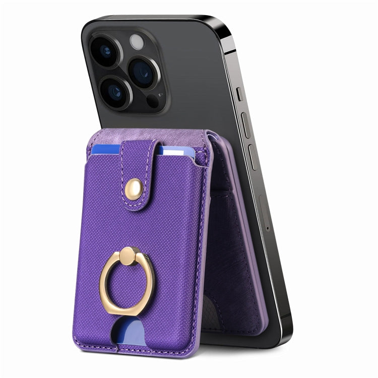 Magsafe Cross Vertical Card Bag Case For iPhone 15 / 14 / 13(Purple) - Adhesive Card Holders by buy2fix | Online Shopping UK | buy2fix