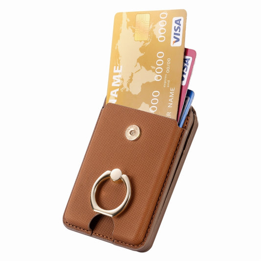 Magsafe Cross Vertical Card Bag Case For iPhone 15 / 14 / 13(Brown) - Adhesive Card Holders by buy2fix | Online Shopping UK | buy2fix