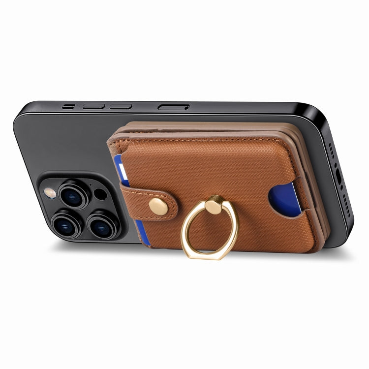 Magsafe Cross Vertical Card Bag Case For iPhone 15 / 14 / 13(Brown) - Adhesive Card Holders by buy2fix | Online Shopping UK | buy2fix
