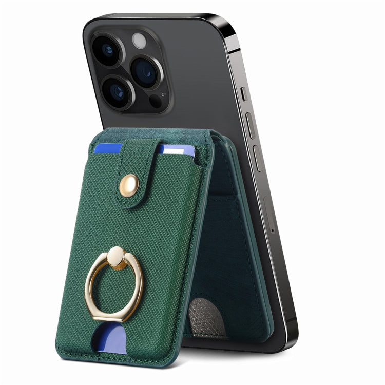 Magsafe Cross Vertical Card Bag Case For iPhone 15 / 14 / 13(Green) - Adhesive Card Holders by buy2fix | Online Shopping UK | buy2fix