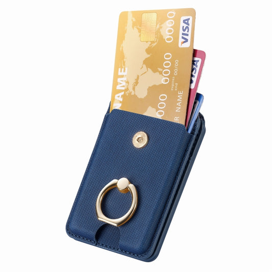 Magsafe Cross Vertical Card Bag Case For iPhone 15 / 14 / 13(Blue) - Adhesive Card Holders by buy2fix | Online Shopping UK | buy2fix