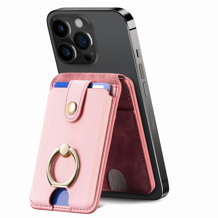Magsafe Cross Vertical Card Bag Case For iPhone 15 / 14 / 13(Pink) - Adhesive Card Holders by buy2fix | Online Shopping UK | buy2fix