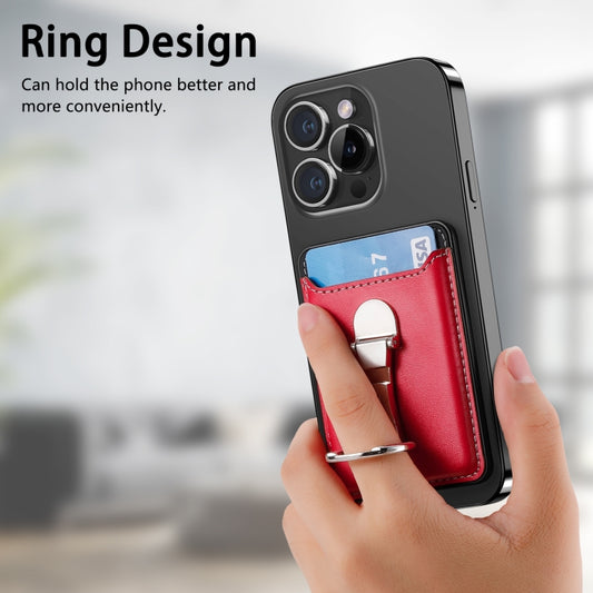 Magsafe Folding Ring Phone Card Bag Case for iPhone 15 / iPhone 14 / iPhone 13(Red) - Adhesive Card Holders by buy2fix | Online Shopping UK | buy2fix