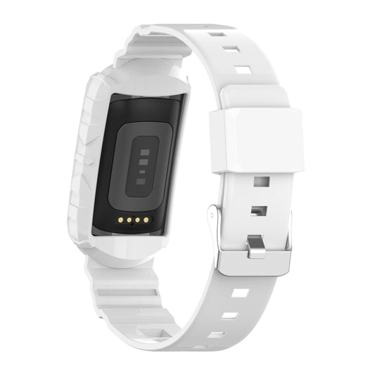 For Fitbit Charge 6 / 5 / 4 / 3 Armor Integrated TPU Watch Band(White) by buy2fix