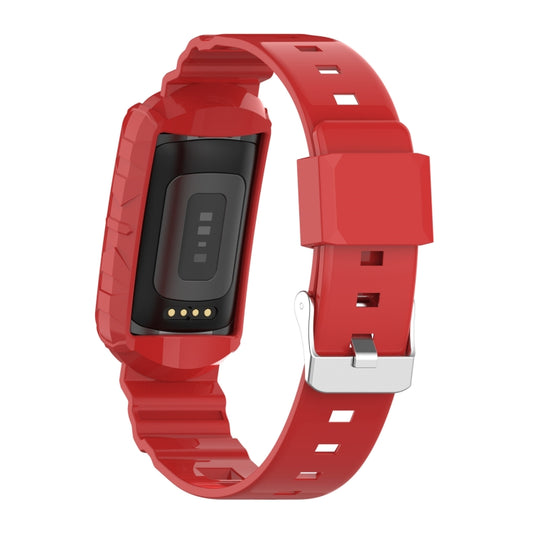 For Fitbit Charge 6 / 5 / 4 / 3 Armor Integrated TPU Watch Band(Red) by buy2fix