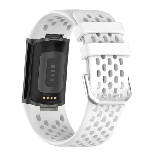 For Fitbit Charge 6 Solid Color Breathable Sports Silicone Watch Band(White) by buy2fix