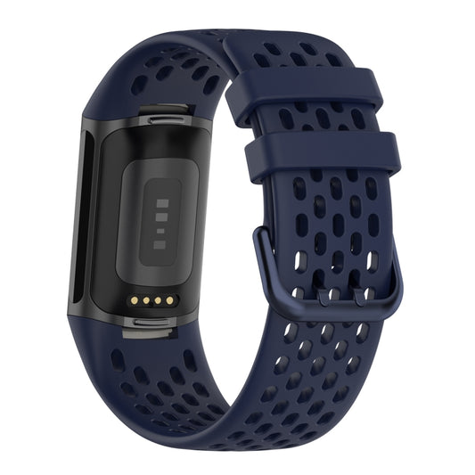 For Fitbit Charge 6 Solid Color Breathable Sports Silicone Watch Band(Dark Blue) by buy2fix