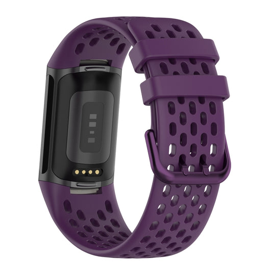 For Fitbit Charge 6 Solid Color Breathable Sports Silicone Watch Band(Dark Purple) by buy2fix