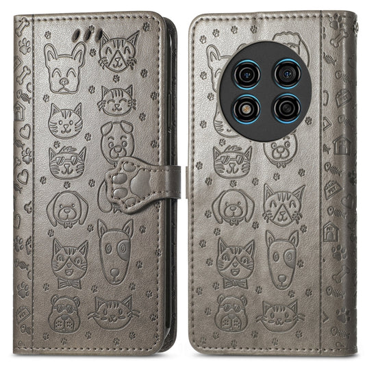 For Ulefone Note 15 Cat and Dog Embossed Leather Phone Case(Grey) by buy2fix