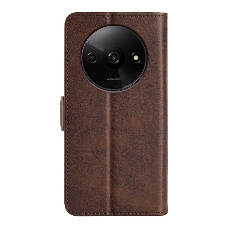 For Xiaomi Redmi Note 13 4G Dual-side Magnetic Buckle Horizontal Flip Leather Phone Case(Brown) - Xiaomi Cases by buy2fix | Online Shopping UK | buy2fix