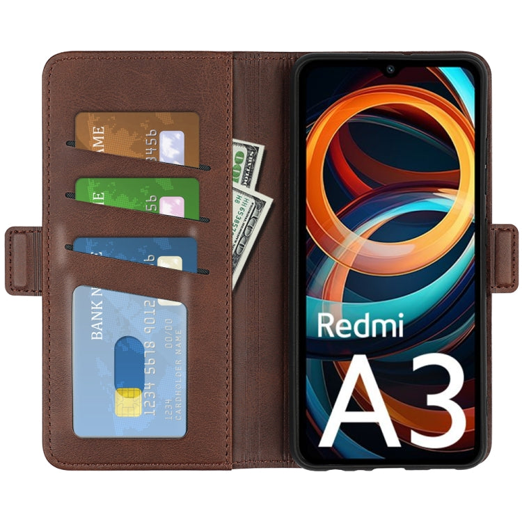 For Xiaomi Redmi Note 13 4G Dual-side Magnetic Buckle Horizontal Flip Leather Phone Case(Brown) - Xiaomi Cases by buy2fix | Online Shopping UK | buy2fix