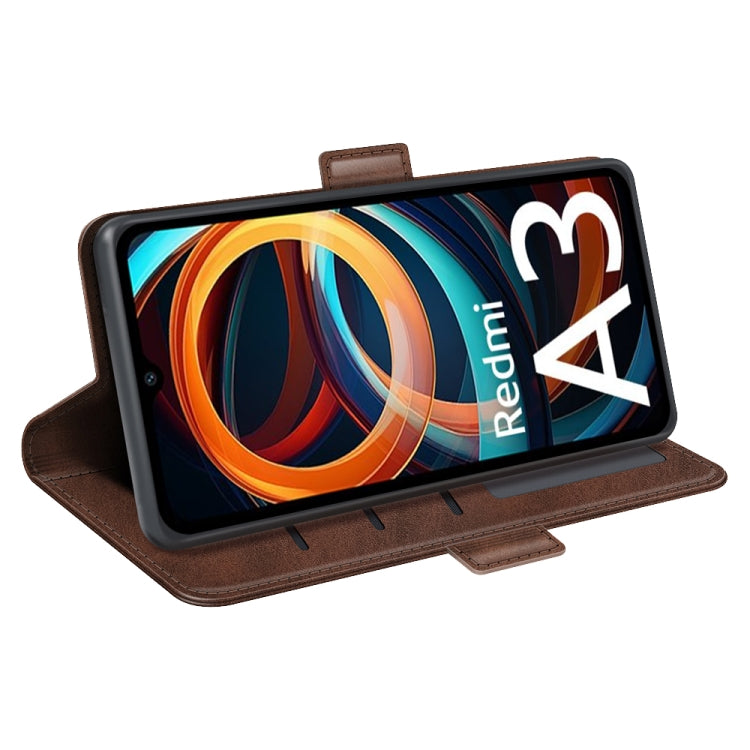 For Xiaomi Redmi Note 13 4G Dual-side Magnetic Buckle Horizontal Flip Leather Phone Case(Brown) - Xiaomi Cases by buy2fix | Online Shopping UK | buy2fix