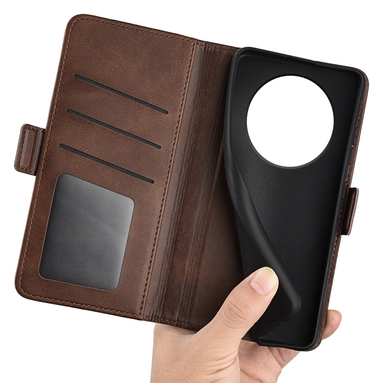 For Xiaomi Redmi Note 13 4G Dual-side Magnetic Buckle Horizontal Flip Leather Phone Case(Brown) - Xiaomi Cases by buy2fix | Online Shopping UK | buy2fix