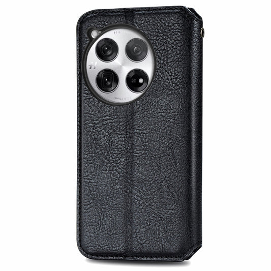 For OnePlus 12 Cubic Grid Pressed Magnetic Leather Phone Case(Black) by buy2fix