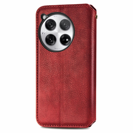 For OnePlus 12 Cubic Grid Pressed Magnetic Leather Phone Case(Red) by buy2fix