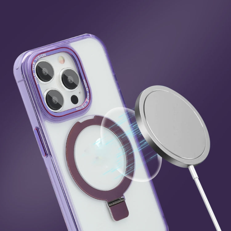 For iPhone 15 Pro Starlink Stand Clear Magsafe Phone Case(Purple) - iPhone 15 Pro Cases by buy2fix | Online Shopping UK | buy2fix