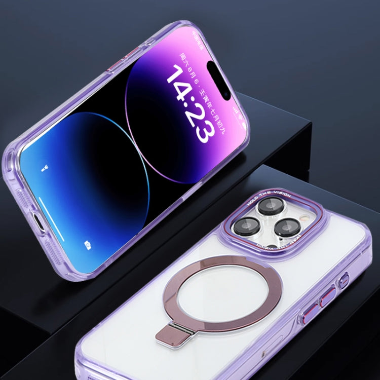 For iPhone 15 Pro Starlink Stand Clear Magsafe Phone Case(Purple) - iPhone 15 Pro Cases by buy2fix | Online Shopping UK | buy2fix
