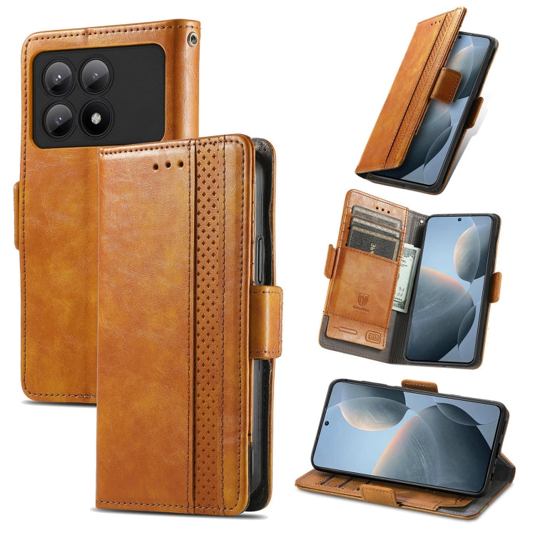 For Xiaomi Redmi K70E CaseNeo Splicing Dual Magnetic Buckle Leather Phone Case(Khaki) - Xiaomi Cases by buy2fix | Online Shopping UK | buy2fix