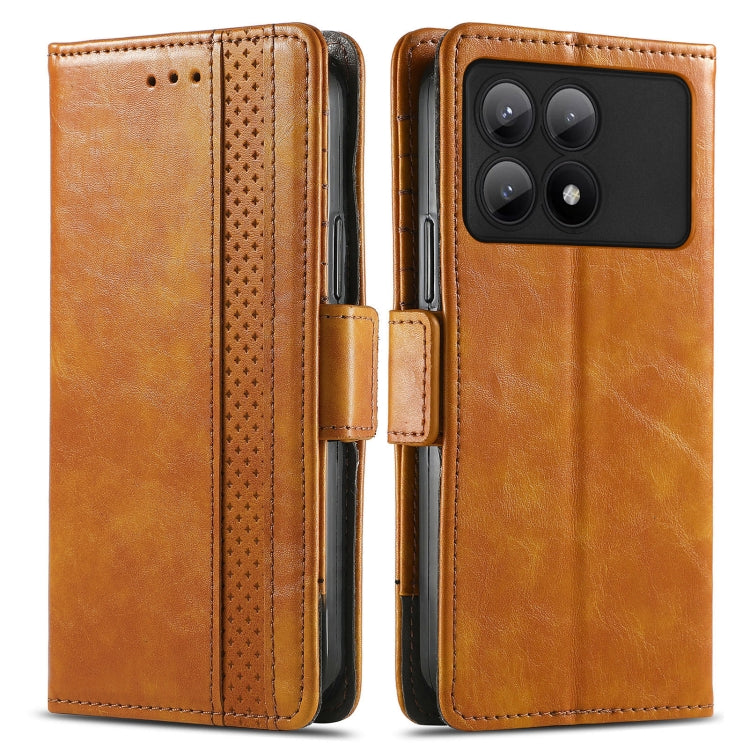 For Xiaomi Redmi K70E CaseNeo Splicing Dual Magnetic Buckle Leather Phone Case(Khaki) - Xiaomi Cases by buy2fix | Online Shopping UK | buy2fix