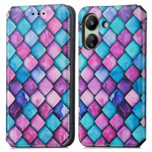 For Xiaomi Redmi 13C CaseNeo Colorful Magnetic Leather Phone Case(Purple Scales) by buy2fix